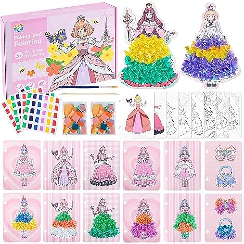 Yotako Puzzle Puncture Painting, Poke Art Fabric Art for Kids Poking Painting Childhood Infinite Dream Hand-Painted Kids DIY Craft Kit for Kids Toys Gifts Cover