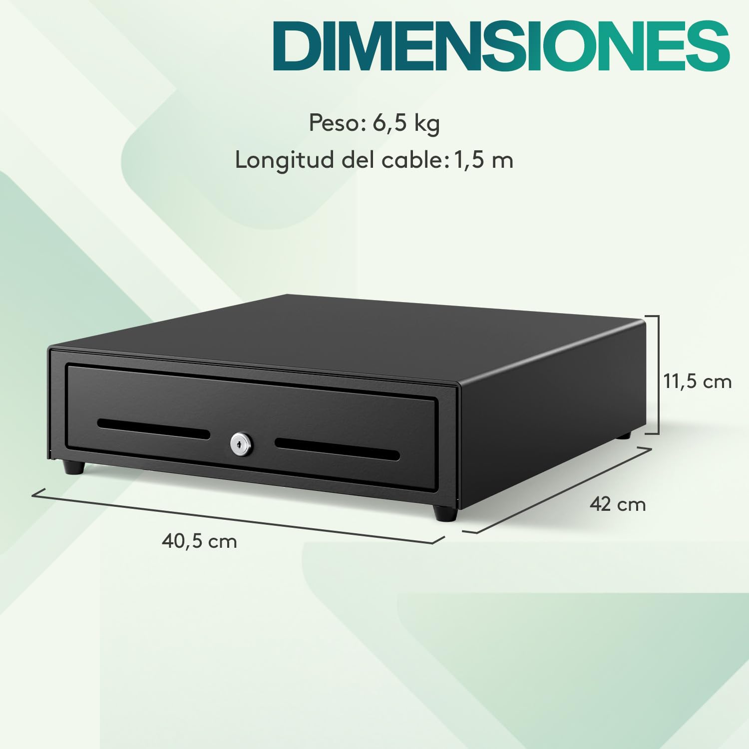 ACROPAQ Cajón portamonedas - Compatible con caja registradora RJ11, 4 compartimentos monedas y 8 billetes, (42 x 41 x 12 cm) Carcasa de metal resistente, Cajón metálico con inserto extraíble