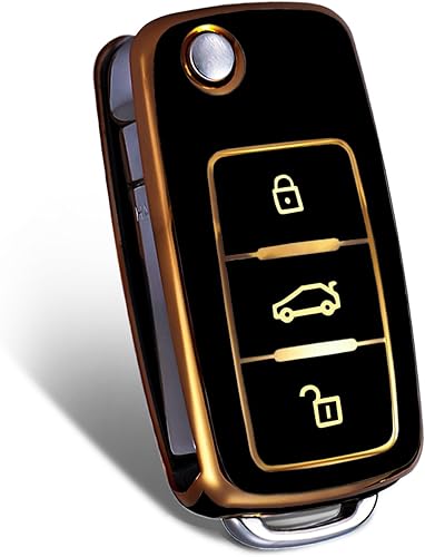 Miniatura 9 de WORCAS Cubierta de llave de TPU suave de 360 grados compatible con VW Jetta Golf Polo MK8 Passat Beetle cubierta de llave, Botón Tpu-3 (blanco)