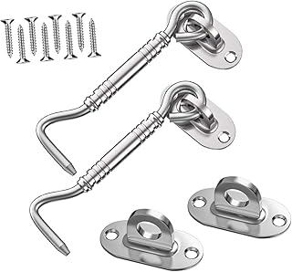 VILLCASE 4pcs 4 Window Hook Stainless Steel s Hooks Door Locks Metal s Hooks Barn Door Eye Gate Hooks Window Eye Lock Window Hook Door Hook Cabin Hook Hook up to Rotate