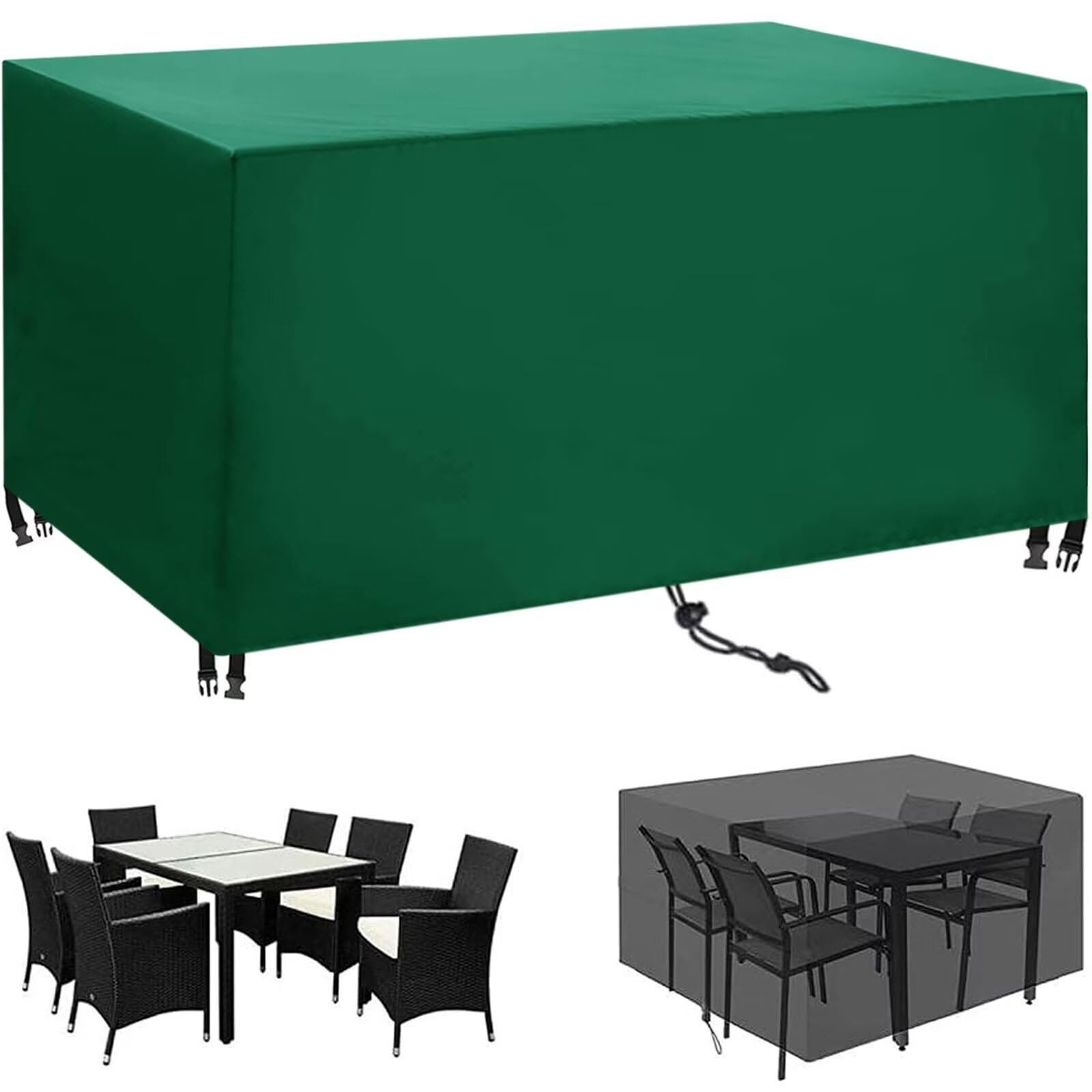 Gartenmöbel für Abdeckung,200x100x90cm(LxWxH)Rechteckig Abdeckplane für Gartentische Wasserdicht Winddicht Anti-UV 420D Oxford Gewebe Schutzhülle für Terrassenmöbel Stühle und Möbelsets -Grün