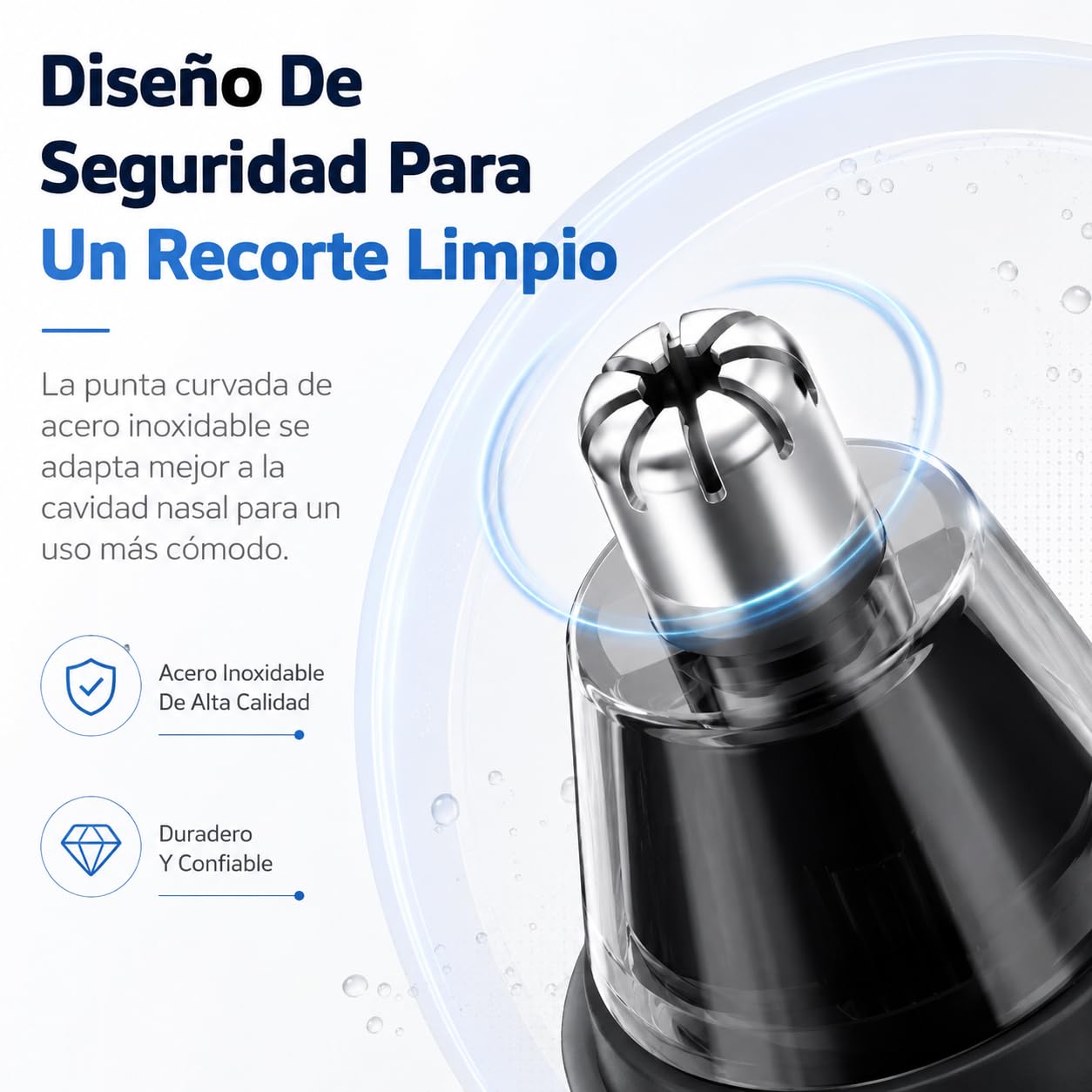 Recortadora de vello nasal para hombre Mr. Bold Pro- Nose Hair Trimmer for Men Con Cabezal Redondeado Para Recorte Suave Y Preciso