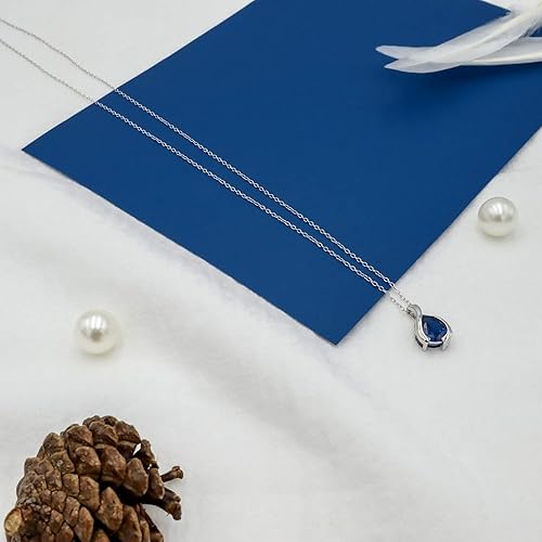 Miniatura 5 de SEA OF ICE Pear Shape Teardrop Natural Gemstones Pendant Necklace -Red Garnet 9x7mm Pear Shape with Sterling Silver necklace 18 Inch - Necklaces for