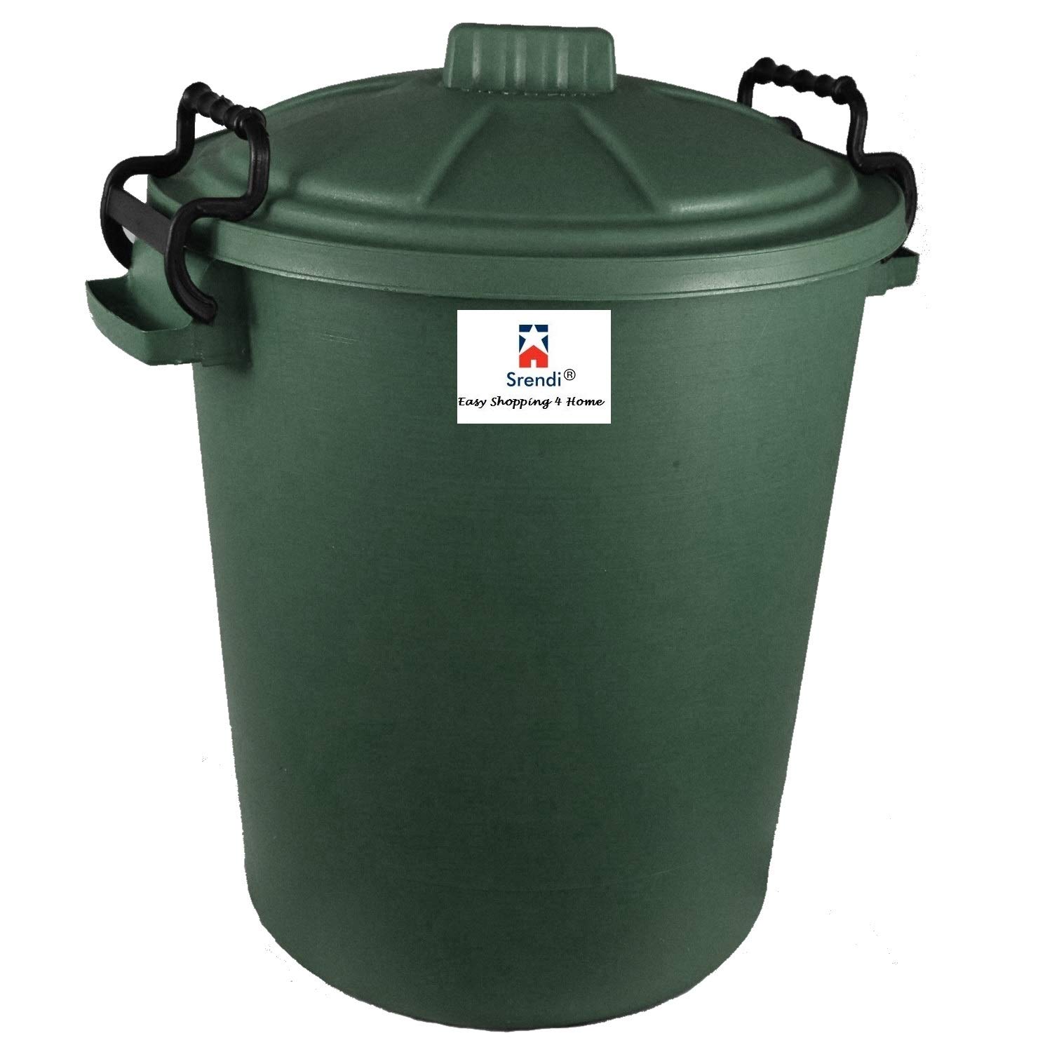 Srendi® Small/Medium/Large Plastic Coloured Bin/Waterfroof/Rodent Proof/Ideal for Outdoor/Animal Feed/Food/Storage/Flour Locking Lid (50L, Green)