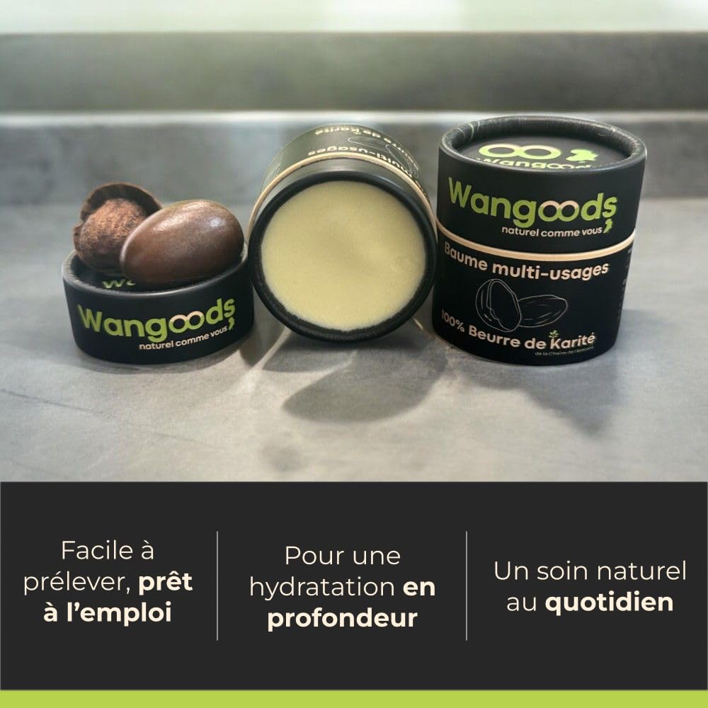 Zestaw 3 naturalnych balsamów wielofunkcyjnych - 100% czystego masła shea - intensywne nawilżenie i naprawa - 50 g na jednostkę - pielęgnacja ciała, włosów i ust - Wangoods