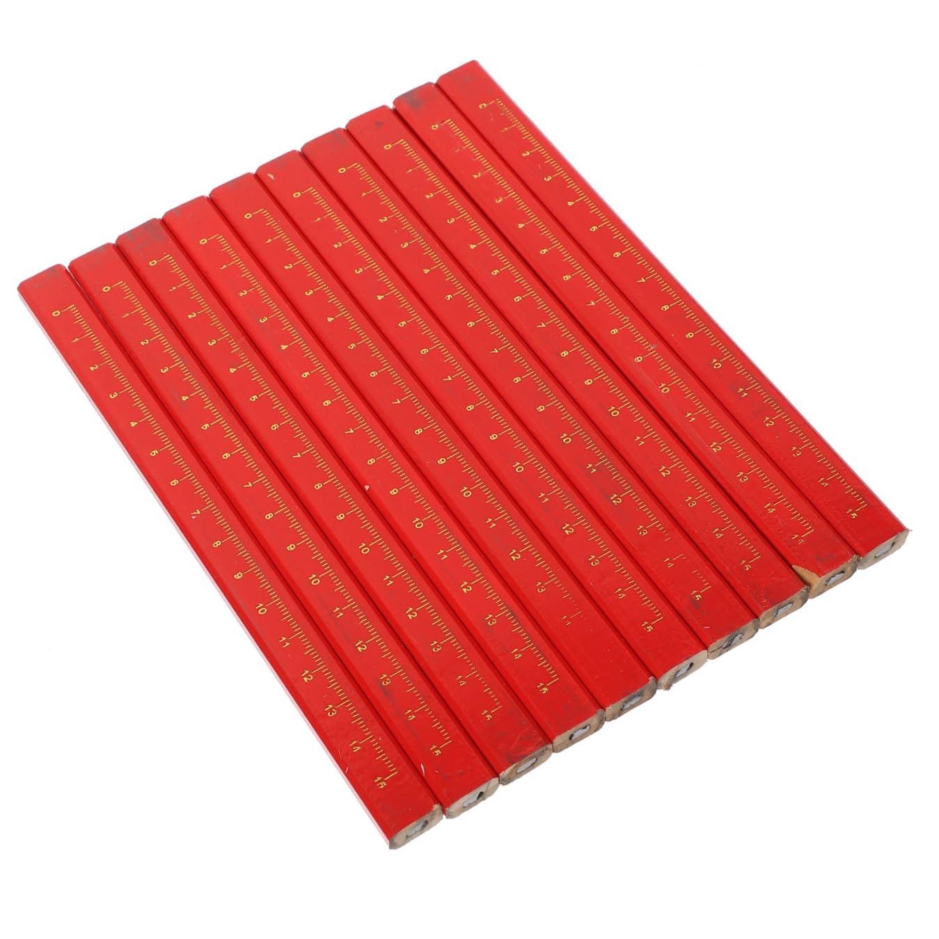 Ciieeo 72 Crayons de Charpentier Plats en Bois Rouge Octogonaux