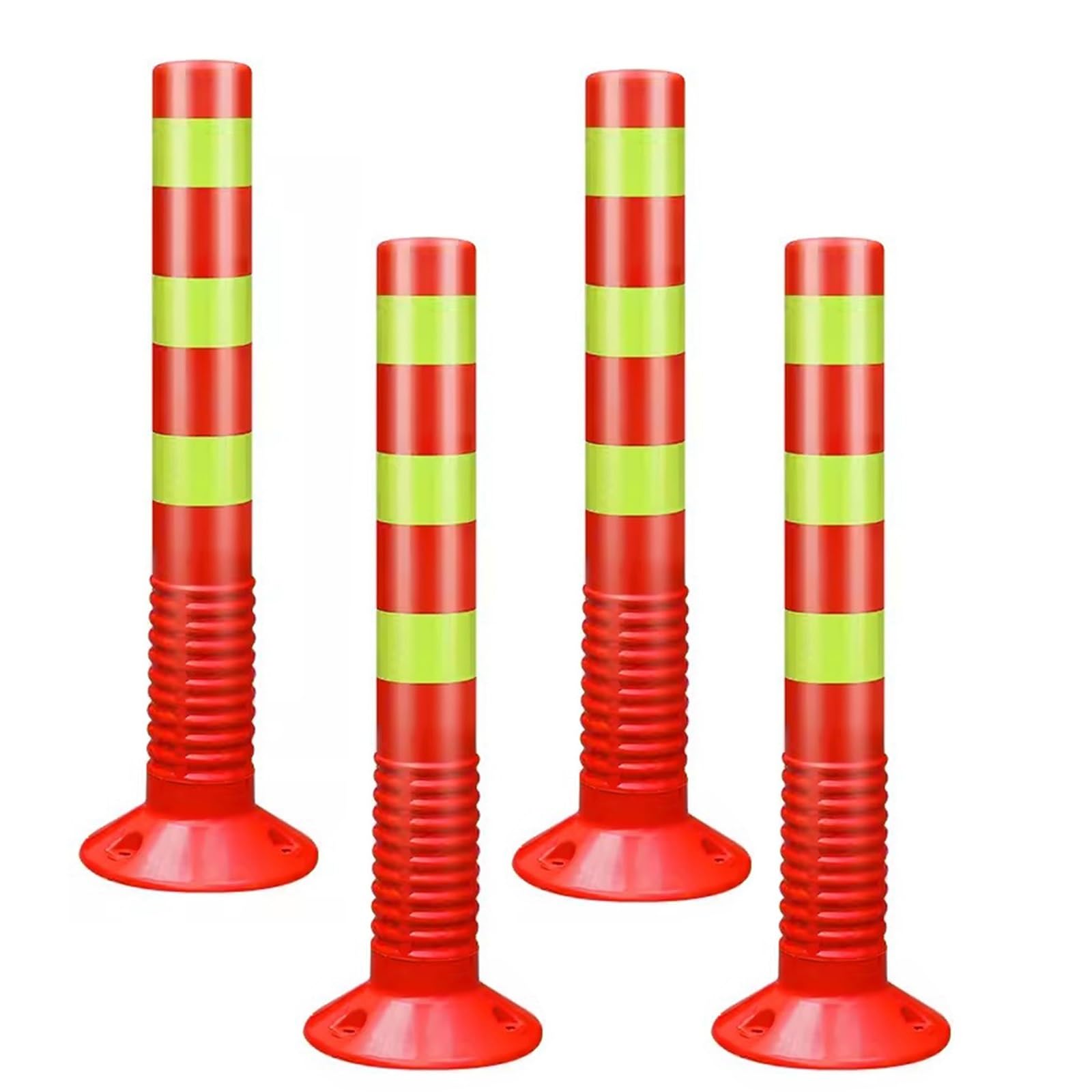 IUokLU Driveway Barrier Traffic Barricade - 18" & 30" Flexible PU Plastic Cones（Red-4 Pack/30in）