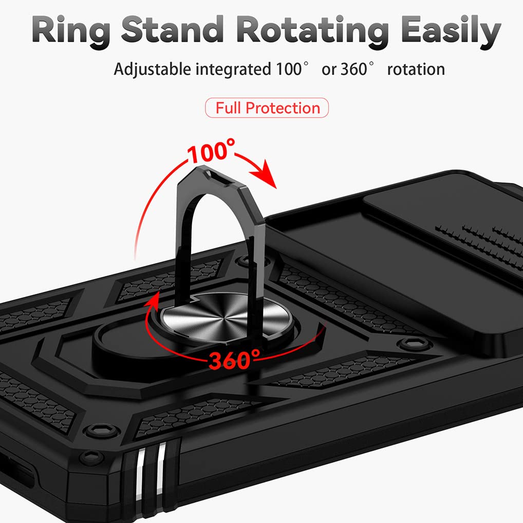 HAOYE Cover Per Google Pixel 7 Pro - Scorrevole Con Protezione Fotocamera, Anello 360° E Supporto, Blu