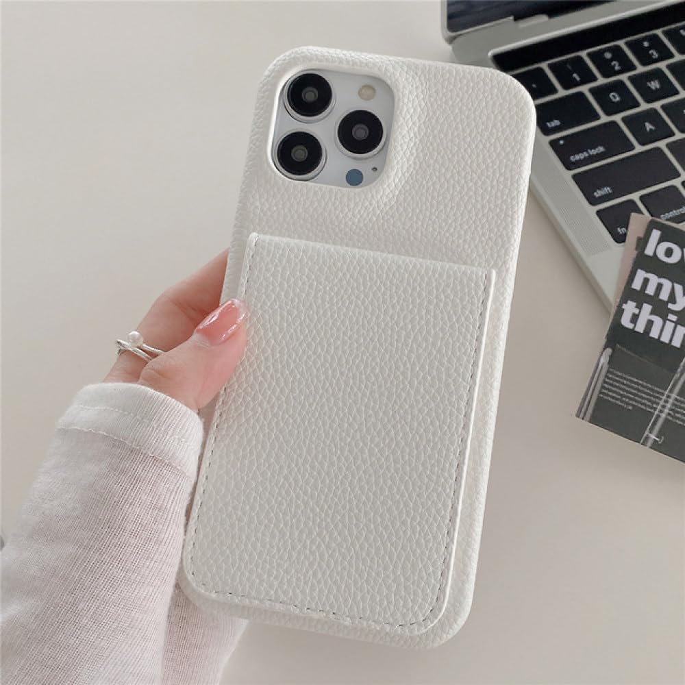 Funda de cuero de lujo ENILSA para iPhone 13 Pro Max con soporte elegante blanca 7