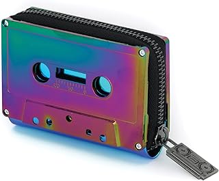 Retro Cassette Tape Wallet Case Credit Cards and Cash Cassette Wallet Zipper Wallet Colorful Women's Cute Wallet Vintage Wallet Retro Wallets Purse Card Holder Wallet for Women Electro Black