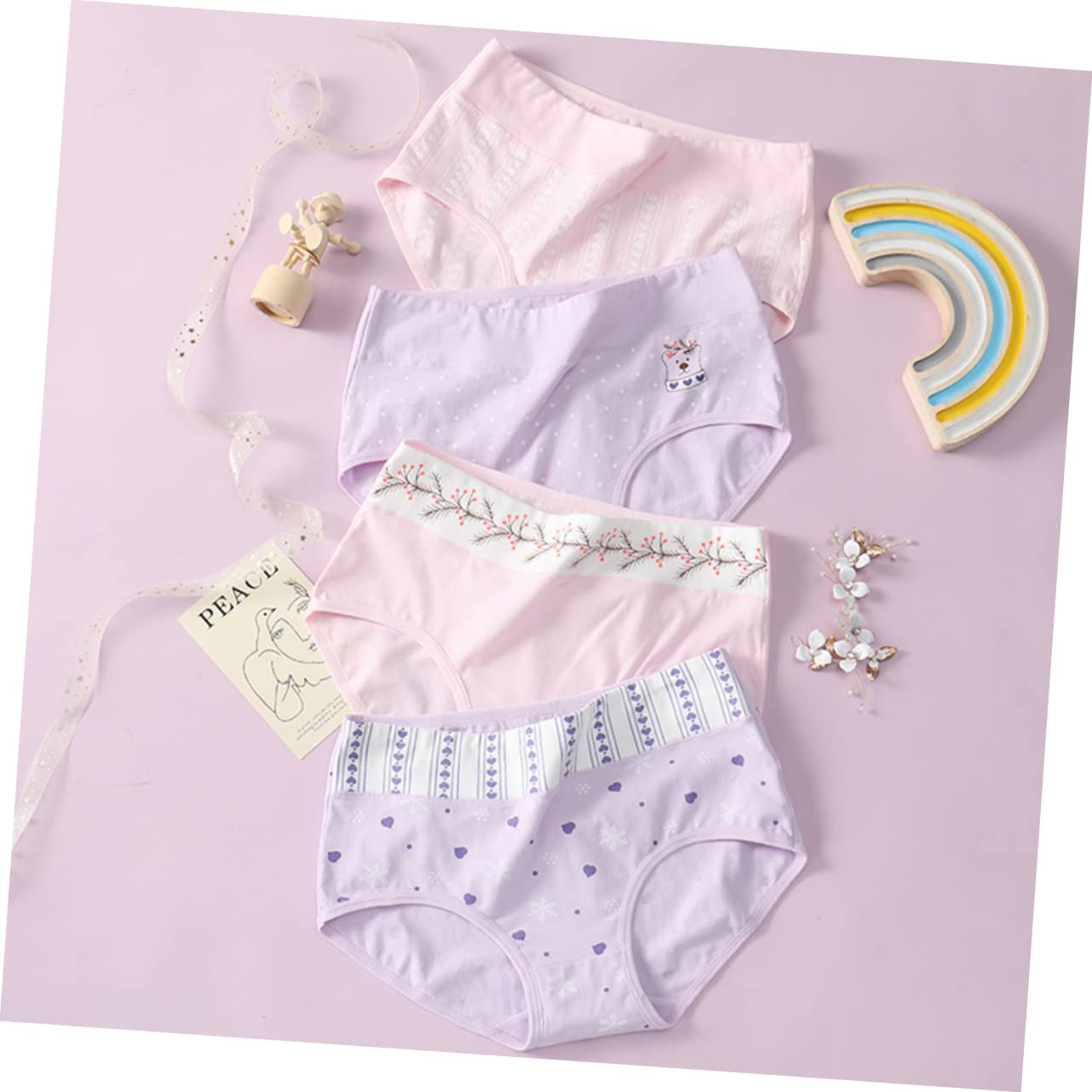 SHERCHPRY 8 piezas de ropa interior de algodón suave para niña, calzoncillos de algodón para mujer, ropa interior triangular, bragas de algodón para