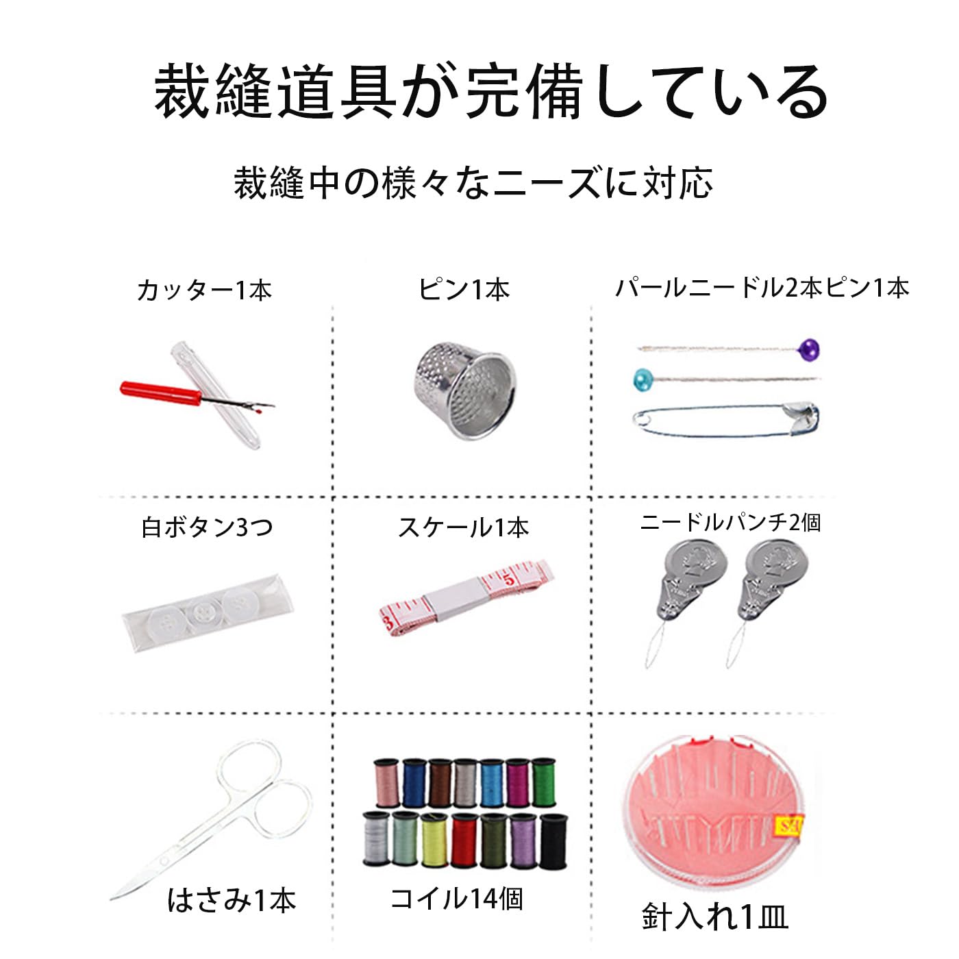 Amazon | HUIKKJP 裁縫セット ソーイングセット 携帯式 ミニ裁縫道具