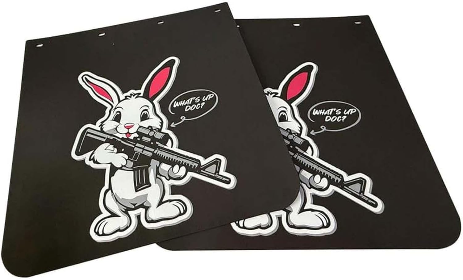 BST BSSP Black Mud Flaps for Semi Trucks Tractor Trailer Funny Rabbit Pattern,Heavy Duty Polymer Universal Straight Mudflaps Splash Guard, 24 x 30Inch,Pair Set