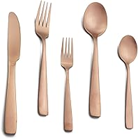 Vista 24 de JASHII Juego de cubiertos mate 30 piezas, cubiertos de acero inoxidable acabado mate, juego de cubiertos mate, servicio para 6 - blanco y oro