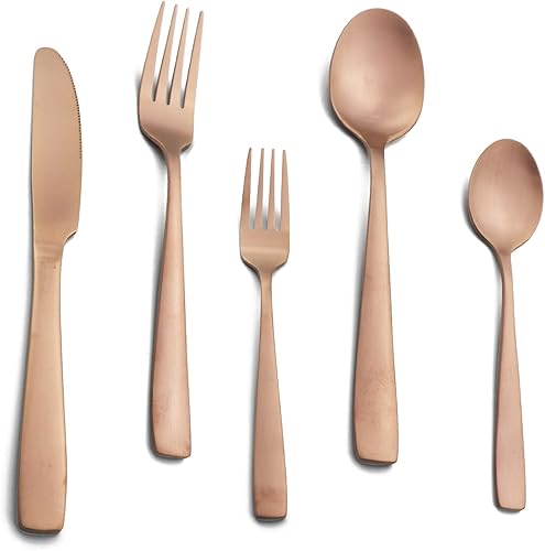 Vista 72 de JASHII Juego de cubiertos de plata mate de 40 piezas, juego de cubiertos de plata satinada, acero inoxidable con revestimiento de tianio, juego