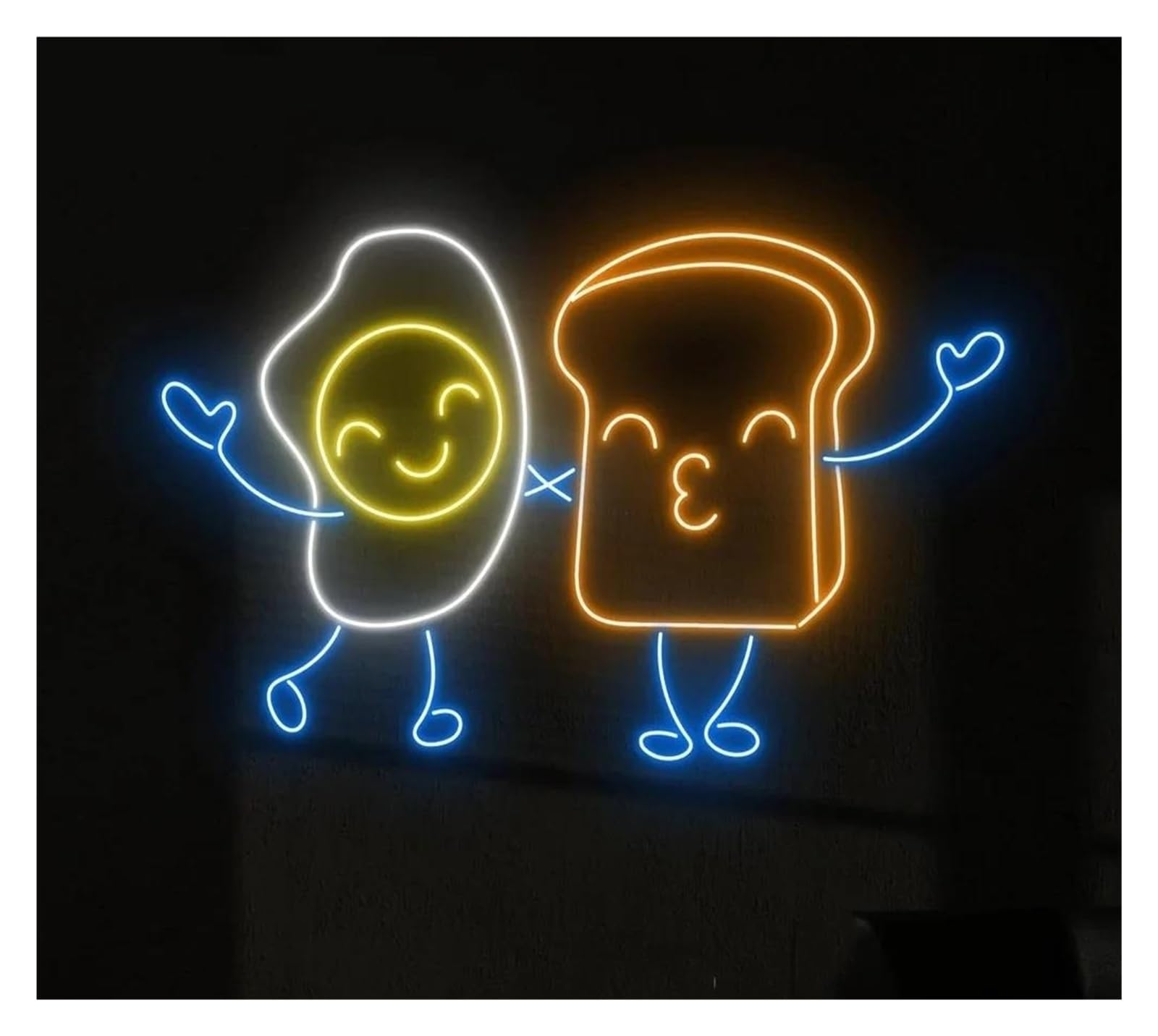 LEMST Sign Lamp Egg with Sandwich Neon Sign Sandwich Store Wall Art Decor Restaurant Convenience Store USB Powered Light 38cm