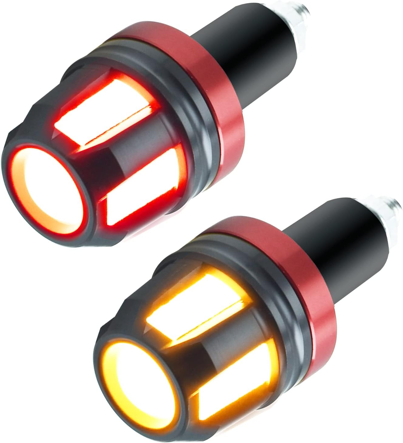 HAISECA 2Pcs Motorcycle Turn Signal LED Lights,DouHble Color Bar End