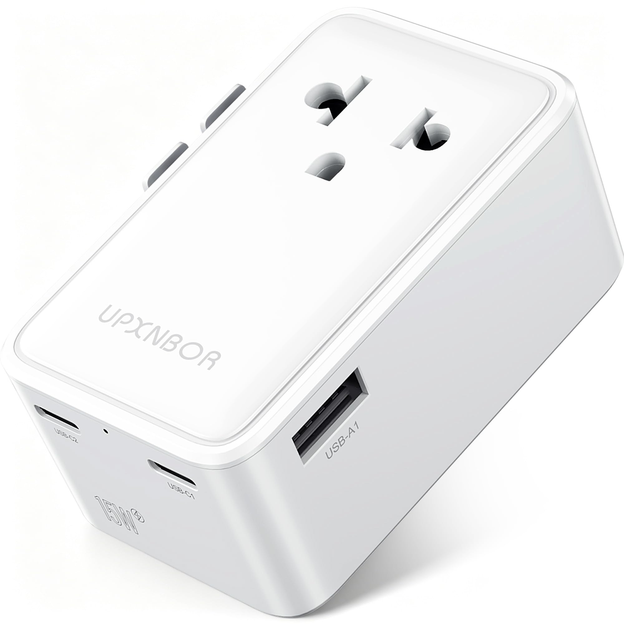 Nowość 2026 ultrapłaski adapter podróżny na całym świecie, uniwersalny adapter podróżny z 1 USB-A i 2 USB-C, kompaktowy adapter do USA, UK, Anglii, Japonii, Tajlandii i Australii