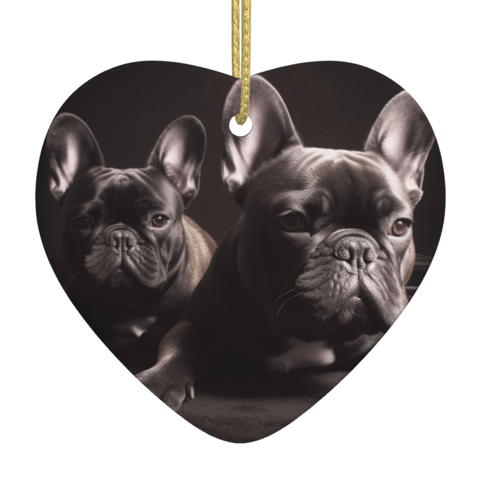 Fodpand Women's White Bulldog Christmas Ornaments 2025, Gift Exchange For Men, Collectible Ceramic Ornament Heart Hanging Ornaments For Christmas Tree Decoration