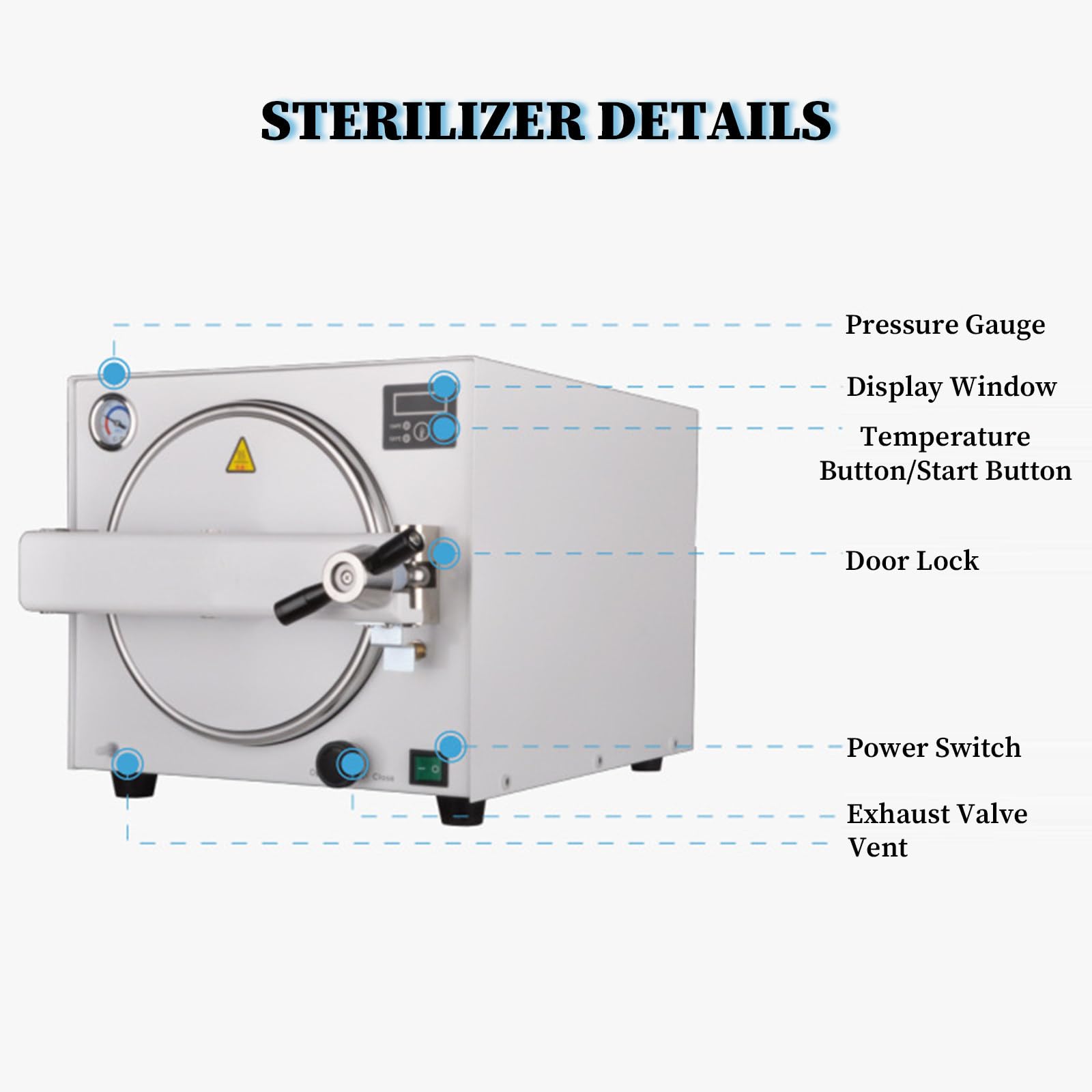 Sterilizzante Autoclave A Vapore 18L, Macchina per Pulizia da Laboratorio in Acciaio Inossidabile, con Display Digitale a LED, per La Macchina del Laboratorio