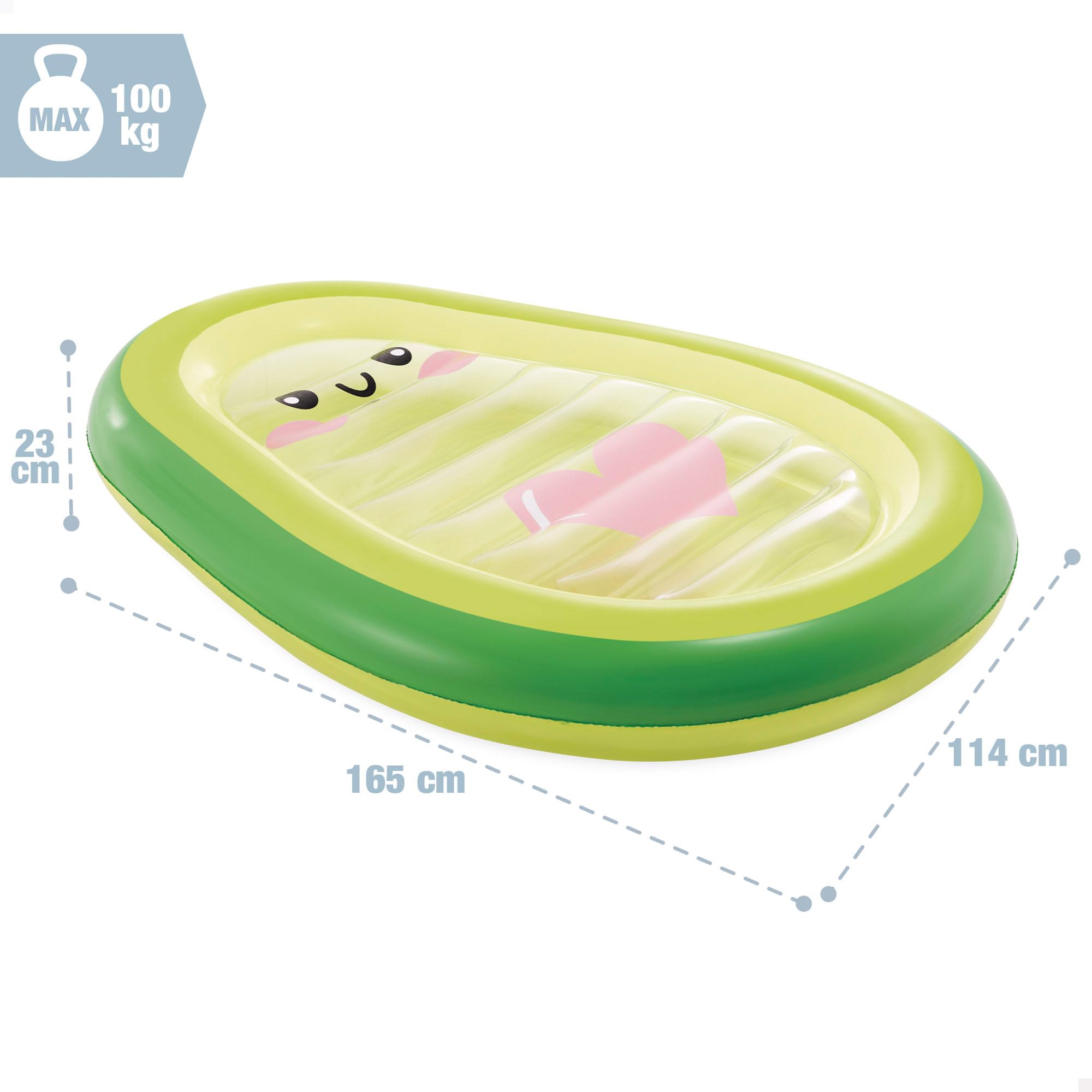 Intex Avocado Buddy Float 58739EU (Inflated 165 x 114 x 23cm / Deflated 180 x 124cm), Multi-color - Image 4