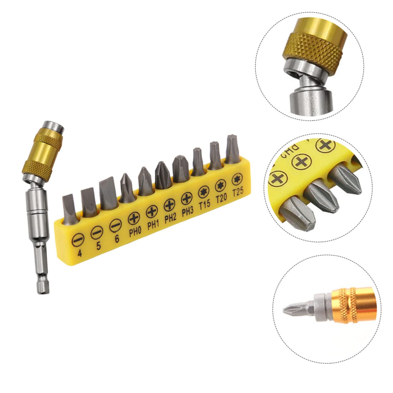 Hemobllo 3sets Estensione Flessibile Per Trapano Con Punta Magnetica e Supporto Per Angoli e Spazi Ristretti