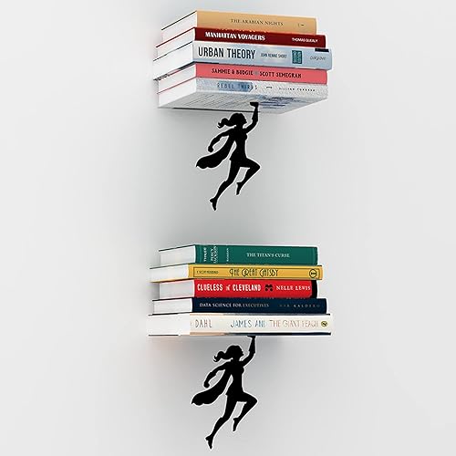 Miniatura 3 de Artori Design Estantería Flotante para Niños, Estante de Libros de Metal Invisible, Estantería de Pared Decorativa para Amantes de los Libros (2 x