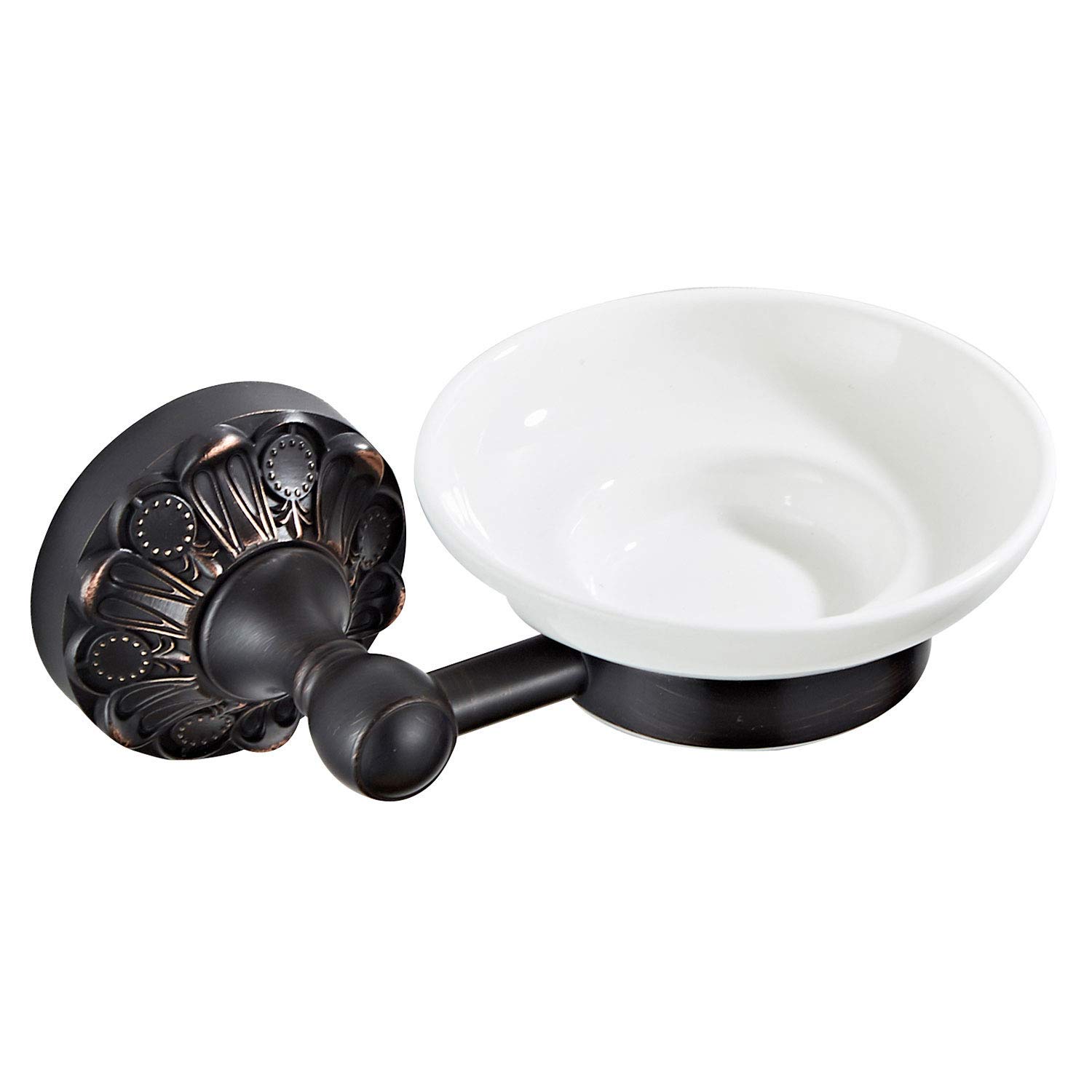 7Trees Bathroom Toilet Soap Holder with Ceramic Dish Wall Mount, Brass Bathroom Accessories (Oil Rubbed Bronze)