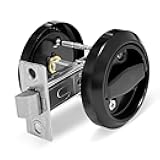 Generic Round Recessed Door Lock, Double sided pull ring invisible door lock,Furniture Pulls Latch Knob for Privacy Pocket Door, Black