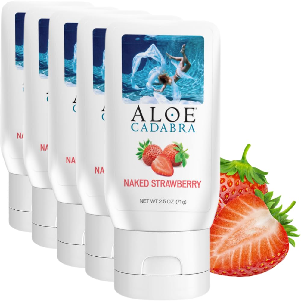 Aloe Cadabra Organic Water Based Lube, Naked Strawberry, 2.5oz, 5 Pack