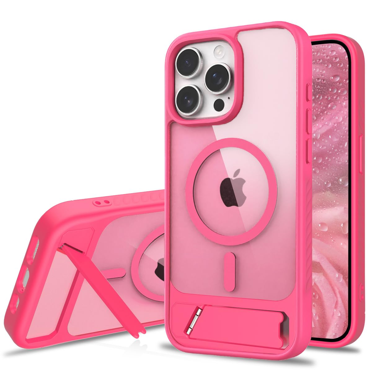 IDweel Magnetic for iPhone 15 Pro Max Case with Built-in Invisible Kickstand, Compatible with Magsafe, Slim Fit Translucent Matte Phone Shockproof