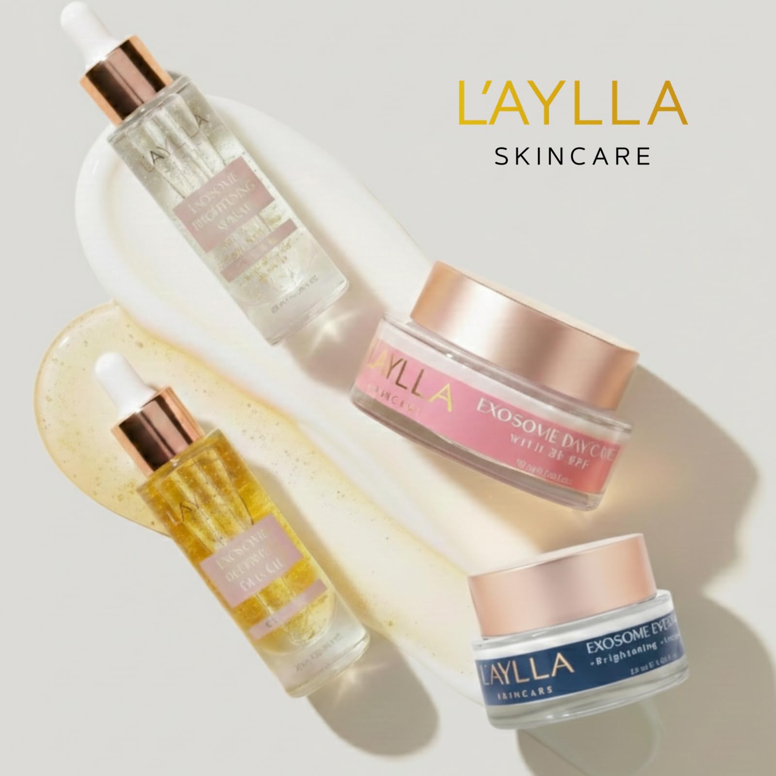 L'AYLLA Exosome Glass Skin Serum 20 ml - Cam Cilt Görünümü Veren Aydınlatıcı Serum | 24K Altın ve Goji Eksozomu ile Işıltı Veren Yaşlanma Karşıtı Bakım - Longevity Skincare