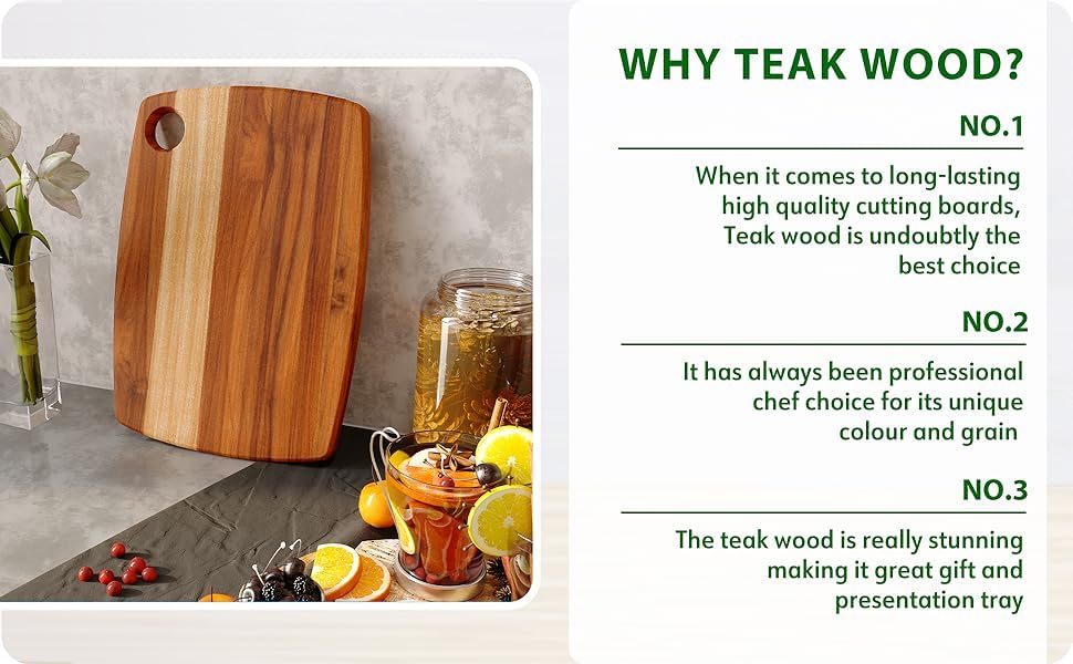 Image of Sensilo Chopping Cutting Board Vegetable,Fruit,Bread & Durable Safe & Heavy Duty, (35L x 25W cm, Teak Deluxe)