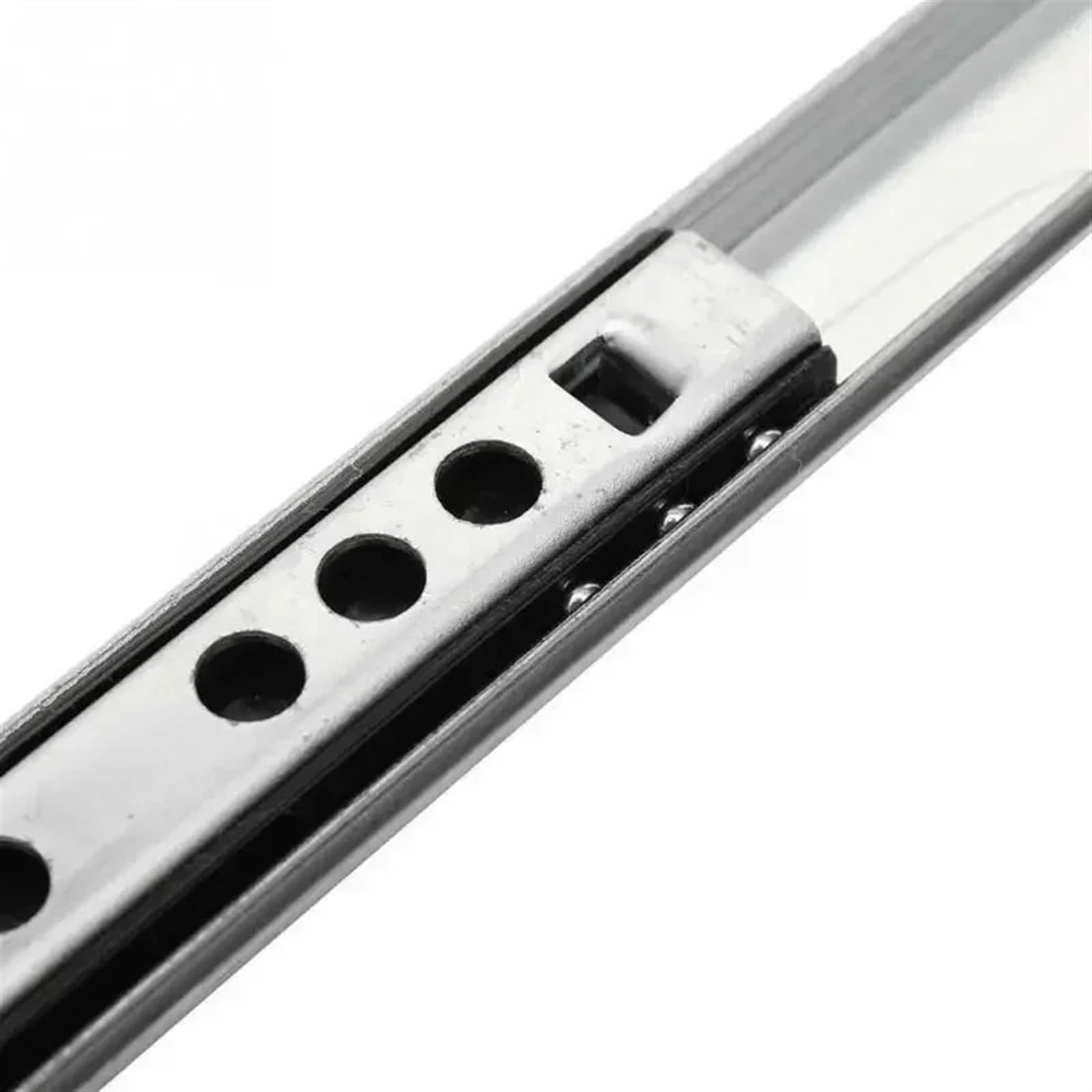 Prowadnice kulkowe, Dwusekcyjne prowadnice do szuflad z łożyskami kulkowymi ze stali, szerokość 17 mm, opakowanie 2 szt., srebrne, różne rozmiary(214mm)