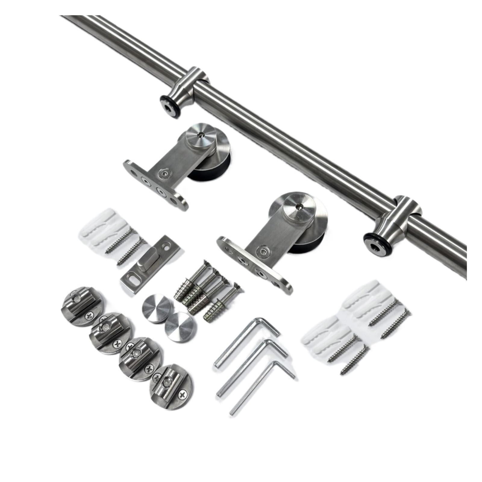 Stainless Steel T-Type Barn Door Hanging Rail & Sliding Silent Guide Hardware Kit,Smooth Gliding