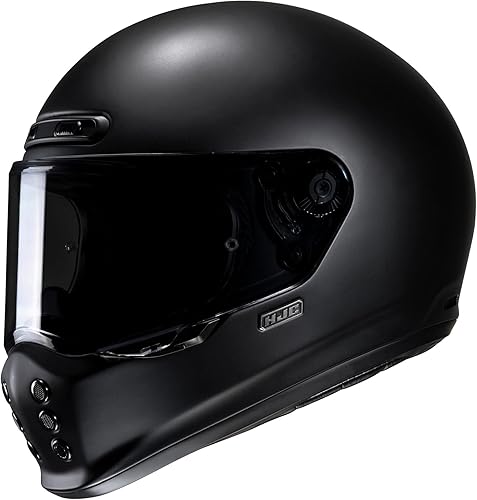HJC V10 - Casco de motocicleta para hombre, color negro semiplano, talla L