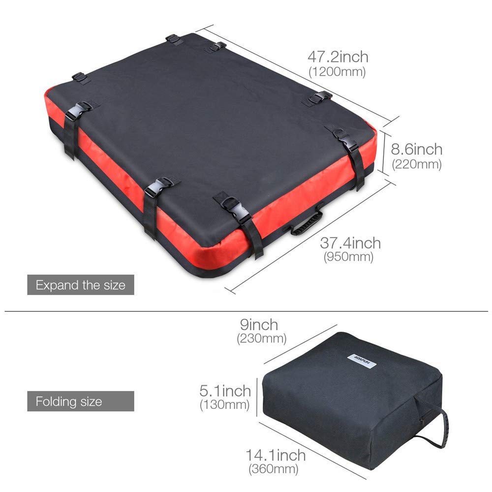 Sac De Toit De Voiture, Sac De Fret Résistant à l'eau Facile à Installer Les Porte-Bagages Doux sur Le Toit Fonctionne avec Ou sans Support De Toit, Natte Protectrice Libre