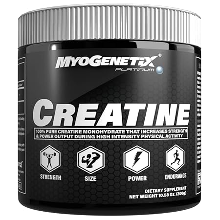 Myogenetix PLATINUM 100% PURE CREATINE MONOHYDRATE (100 SERVINGS) For Strength, Size, Power and Endurance | Powder Form Creatine |