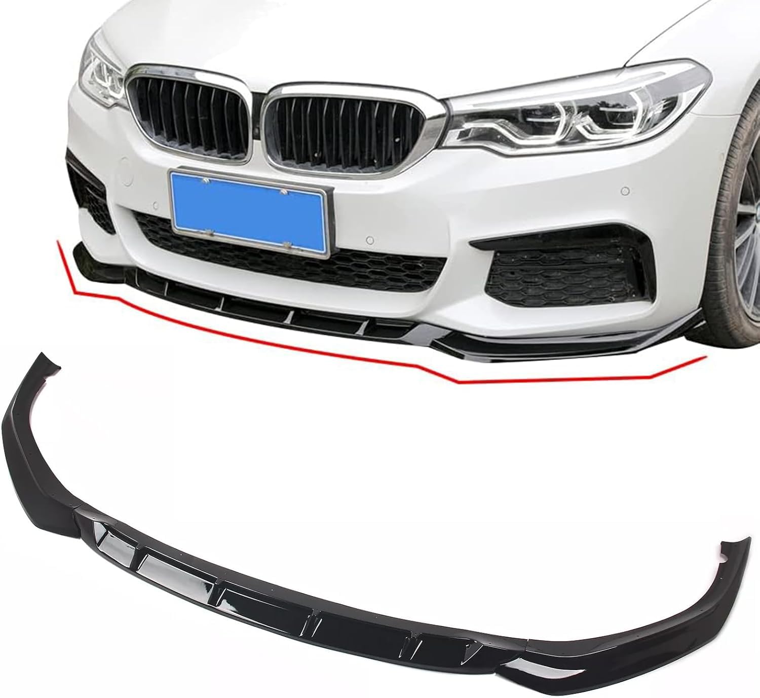 GKXTLTONG Car front spoiler for BMW 5 Series G30 G31 Pre-LCI 2017-2020, Front Bumper Spoiler Lip Front Canards Splitter Fog Lamp Cover Trim Front Lip Front Splitter