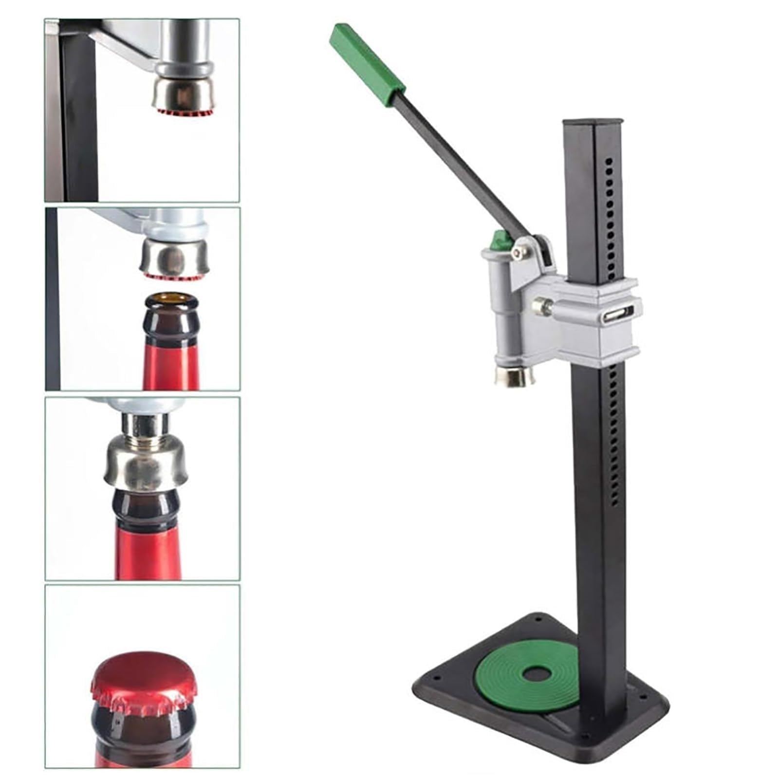 Tappatrice manuale per tappi di bottiglia a corona da 26/29 mm, altezza regolabile, ideale per birra, bottiglie di olio e bevande gassate