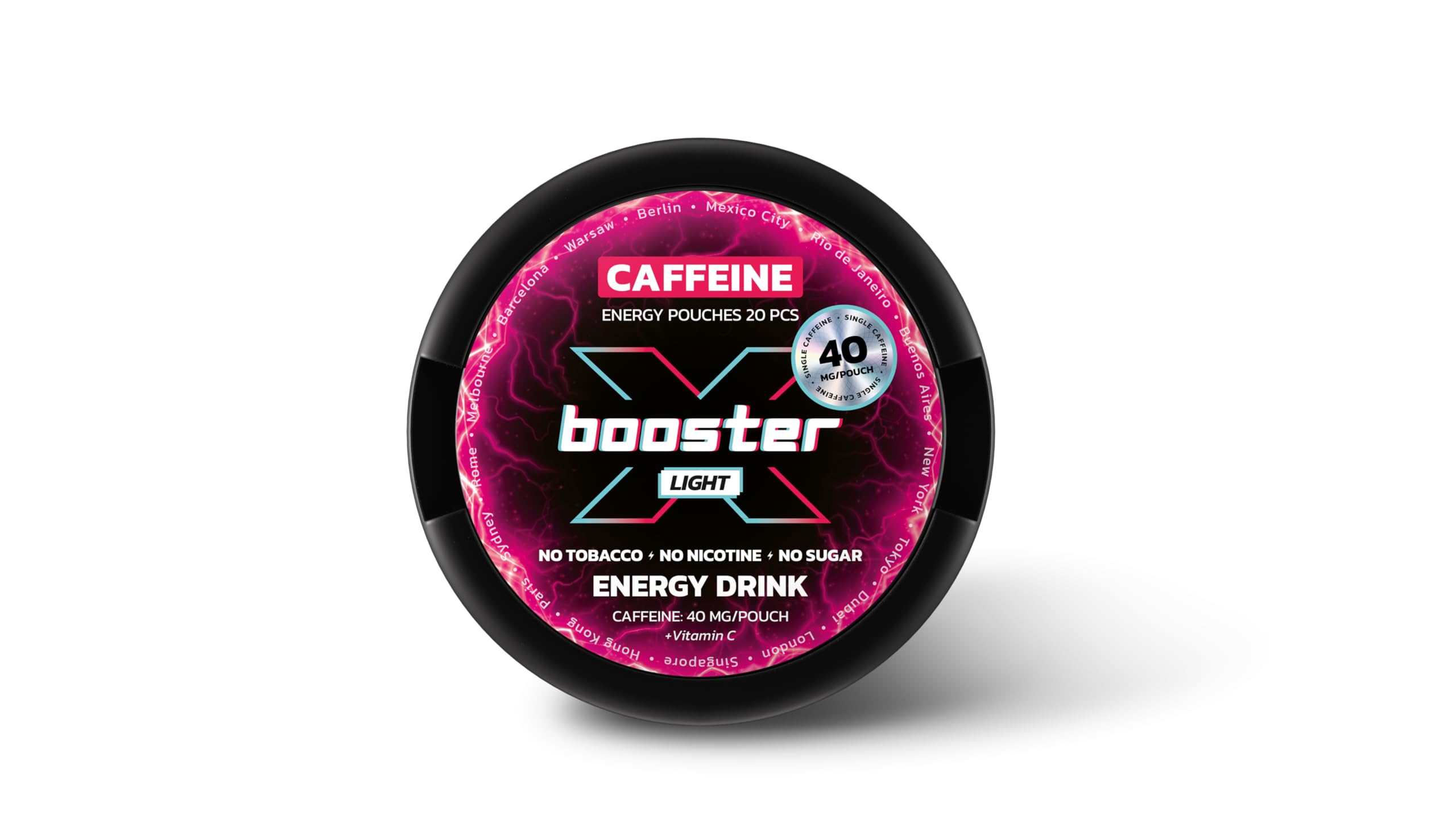 Woreczki Energetyczne X-Booster Energy Drink 40 mg, Saszetki Energetyczne z Kofeiną, Snus Kofeinowy o Smaku Napoju Energetycznego