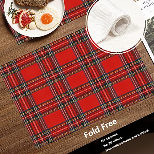 Batmerry Plaid Red Black Decorative Placemats - Image 3