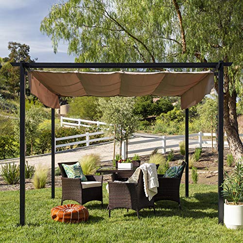 Best Choice Products 10x10ft Extra-Large Outdoor Pergola, Patio Shelter w/Retractable Sun Shade Canopy Cover, Weather-Resistant Fabric, Steel Frame, 16 Ground Stakes - Black - Image 3