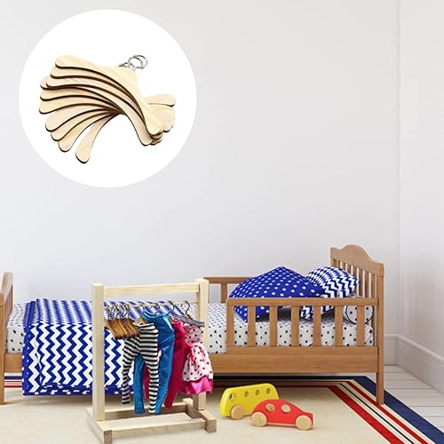 Miniatura 2 de TOGEVAL 12 piezas de colgador de armario de madera para muñecas estantes americanos perchas de muebles mini ropa vestidos trajes de muñecas armario