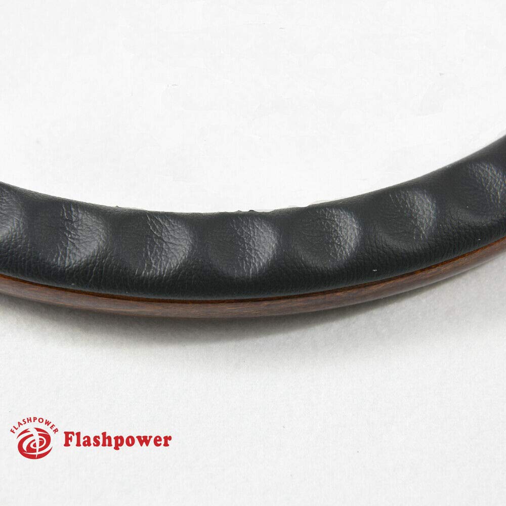 Flashpower 15.5'' Banjo Billet Full Wrap 9 Bolts Steering Wheel with 2'' Dish and Horn Button (Walnut Wood)
