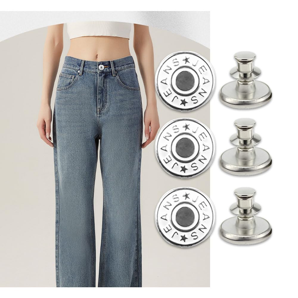 12 Bottoni Jeans Regolabili Senza Cucitura - 17mm - Per Allargare O Stringere Pantaloni - Facili Da Applicare - Foto 3