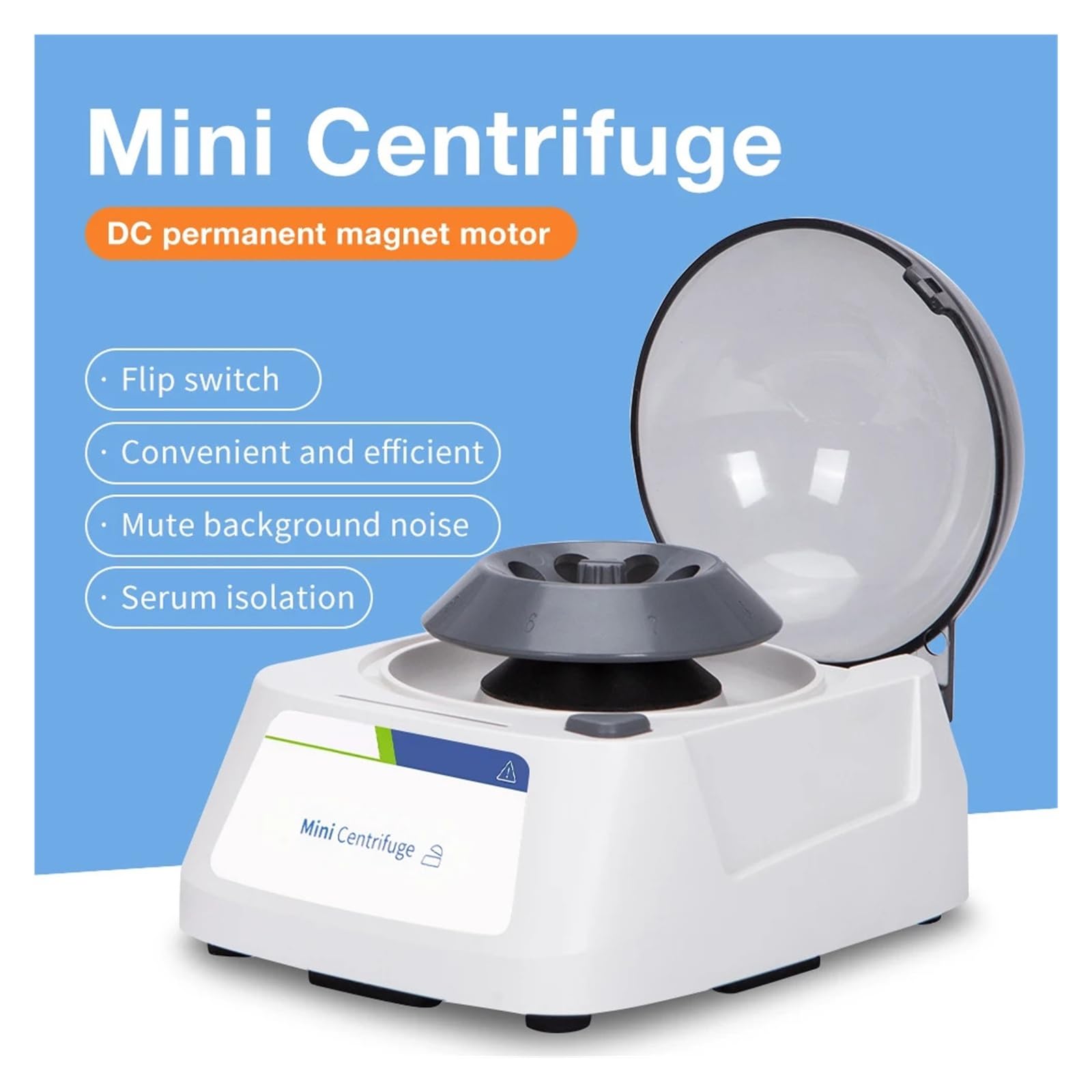 Minicentrífuga for PCR, microcentrífuga de laboratorio, 5000 rpm, 8 tubos de 0,5/1,5/2 ml Control de velocidad