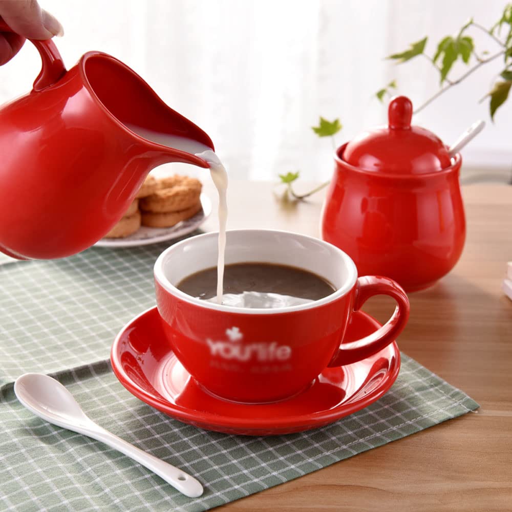 Zuccheriera in ceramica colorata, set da caffè, brocca e zuccheriera