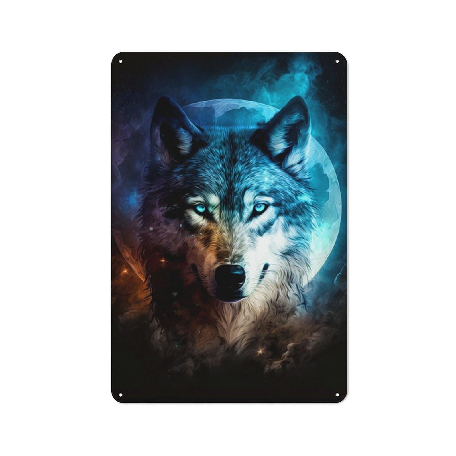 Junmoney Wolf Bistro Style Tin Wall Sign 30X20cm, Shop Wall Decor For Takeaway, Bar, Kitchen Or Counter Area