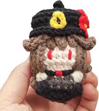 Handmade Crochet Hutao Keychain Bag Charm Bag Crochet Keychain Plush Keychain Soft Key Hanging Accessory Plush Toy Gaming Doll Gaming Decor Esports Doll Hutao Doll Genshin Doll